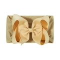Elastic baby headband with a large pale yellow jacquard bow for stylish infants - Light Yellow (826-053)