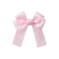 Detailed view of a pink satin bow hair clip with a smooth glossy finish and clean edges - Pink (11)