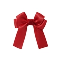 Detail shot of a bright red satin ribbon hair bow featuring smooth texture and elegant luster - Bright Red (12)