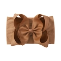Brown 6.3 inch jacquard bow headband with elastic ribbed knit nylon for infants - Brown (845-058)