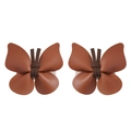 Paire de barrettes papillon en cuir PU marron avec texture pour fillettes - Caramel (Pièce Unique)
