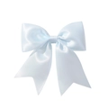 Close-up of baby blue satin ribbon bow hair clip with high-gloss polyester texture - Light Blue