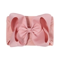 Soft light pink baby nylon headband featuring a large jacquard textured grosgrain bow - Pale Pink (161-049)