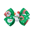 Christmas bow hair clip with green polka dot ribbon and 3D resin snowman figurine - Green Snowman Style (2)