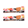 Pair of floral fabric wrapped hair clips for girls in pink and orange floral print - White Multicolor Floral Style (3)