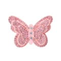 Sparkling pink rhinestone butterfly hair clip for girls with a double-layered wing design - Pink