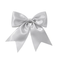 Elegant silver grey satin bow hair clip for girls with a smooth silk-like finish texture - Silver Gray