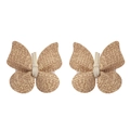 Paire de barrettes papillon en tissu tressé marron avec nœuds centraux ivoire - Brun (7)