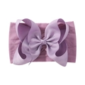 Lavender 6.3 inch jacquard baby headband with large grosgrain ribbon bow and soft nylon band - Lavender (434-064)
