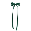 Detailed view of elegant dark green satin bow hair clip with long flowing tassels - Dark Green Style (39)