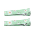 Floral fabric hair clips set in light green with daisy print for girls - Light Green Daisy Style (6)