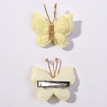Soft hand-woven light yellow butterfly hair clip with gold wire and metal duckbill clip - Cream Yellow (16)