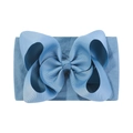 Soft baby nylon headband featuring a light blue oversized jacquard grosgrain bow - Light Blue (332-086)