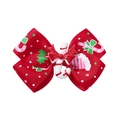 Christmas hair bow clip in red ribbon with festive candy cane and holiday patterns - Red Candy Cane Style (7)