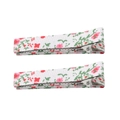 Floral cotton fabric hair clips for girls featuring pink flower patterns on white twill - White Pink Flower Style (7)