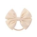 Beige waffle texture bow headband on high elastic nylon band for baby girls - Beige (5)