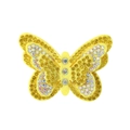 Sparkling yellow butterfly hair clip for girls with multi-layered wings and rhinestones - Yellow