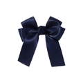 Barrette à cheveux bleu marine pour filles avec élégant nœud en satin et longs rubans - Bleu Marine (1)