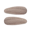 Pair of khaki knitted snap hair clips for girls with elegant braided wavy edges - Light Khaki (5)