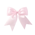 Pastel pink satin bow hair clip for girls featuring high-shine fabric and a swallowtail cut - Light Pink