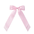 Pinza para el pelo con lazo de satén rosa de doble capa y cintas largas para niñas - Rosa (11)