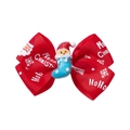Red Christmas bow hair clip with Santa boots decor and festive snowflake print - Red Santa Claus Style (8)