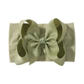 Olive green 6.3 inch jacquard bow headband for infants with high elastic nylon band - Olive Green (566-092)