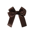 Barrette nœud papillon en satin marron café foncé au brillant soyeux pour filles - Café (3)
