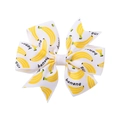Pinza para el pelo de cinta grosgrain blanca con estampado de plátanos para niñas - 白色香蕉印花(2)