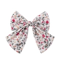 Fiocco per capelli floreale con motivi rossi e rosa su tessuto bianco per bambine - Stile Floreale Pastorale Bianco Riso (3)