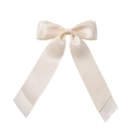 Elegant champagne cream satin double bow hair clip with long flowing ribbons for girls - Champagne