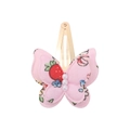 Pince à cheveux papillon rose double couche avec motifs fraises et perles - Style Fraise Floral Fond Rose (5)