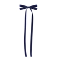 Navy blue ribbon bow hair clip with long tassels, elegant minimalist design for girls - Navy Blue Style (1)