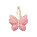 Fermaglio per capelli a farfalla in tessuto rosa con ricami dorati e perline - Texture Oro Rosa