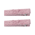 Lot de deux barrettes en coton et lin rose avec broderie délicate de marguerites - Style de Broderie de Pâquerettes Roses (9)