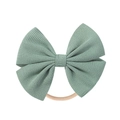 Bean green waffle fabric baby bow headband with high elasticity seamless nylon strap - Bean Green (8)