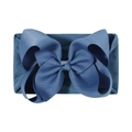 Navy blue 6.3 inch jacquard baby headband with large grosgrain bow for children - Deep Blue (363-051)