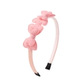 Serre-tête rose pour filles avec doubles nœuds papillon en cœur et ruban doux - Rose