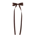 Dark brown satin ribbon bow hair clip with elegant long tassels for women and girls - Dark Brown Style (3)