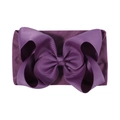 Deep purple 6.3 inch baby headband with a large ribbed jacquard bow on elastic nylon strap - Purple (473-040)