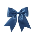 Navy blue satin bow hair clip with glossy silk finish and elegant swallowtail design - Dark Blue