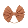 Caramel waffle texture bow hairband with soft nylon head wrap for baby girls - Caramel (11)