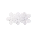 Dettaglio ricamo su fermaglio per capelli a forma di girasole bianco in tessuto a tre strati - Bianco