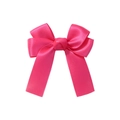 Elegant hot pink satin ribbon bow hair clip for girls with long flowing streamers - Rose Red (14)