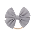Grey waffle knit bow headband for babies with soft seamless nylon elastic band - Gray (12)