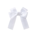Elegant white satin hair bow with long ribbons for girls' classic princess hairstyles - White (18)
