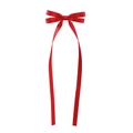 Elegant bright red satin bow hair clip with long ribbons and smooth silky texture - Bright Red Style (12)