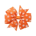 Nœud pour cheveux orange pour filles avec imprimé floral de marguerites blanches - Imprimé Floral Orange Blanc (9)