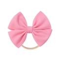 Baby pink waffle texture bow headband on soft nude nylon elastic for infants - Light Pink (13)