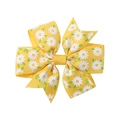 Barrette à cheveux pour enfants avec nœud jaune à motif marguerites en ruban gros-grain - Imprimé Marguerite Jaune Vif (10)